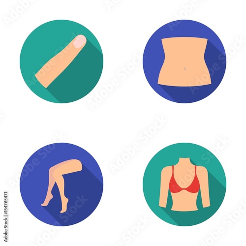 Finger, female feet, female, bust. Part of the body set collection icons in flat style vector symbol stock illustration web.