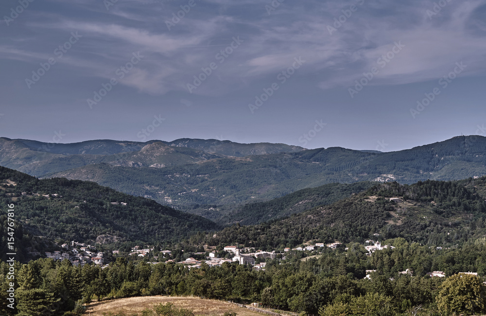 Small town in the hills and mountains in France.