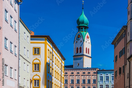 Rosenheim historische Altstadt mit Nikolauskirche photo