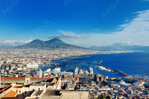 Naples, Italy, Europe - panoramic view of the gulf and Vesuvius volcano photo