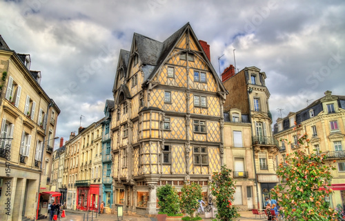 Buildings in the old town of Angers, France photo