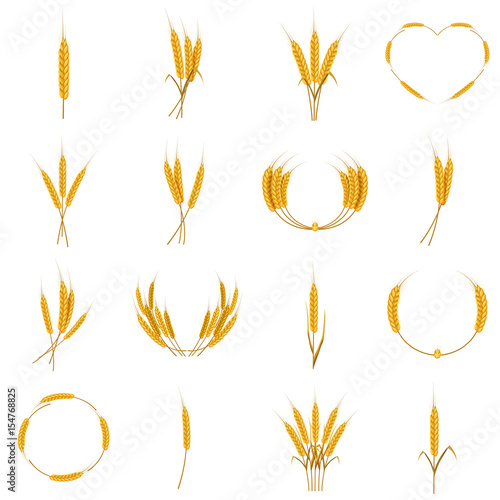 Ear corn food icons set, cartoon style