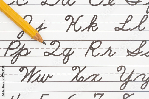Fotografi Learning to write cursive lettering