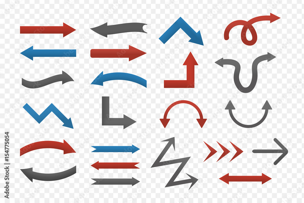 Vector set of isolated arrows on the transparent background. Vector set of isolated arrows on the transparent background.