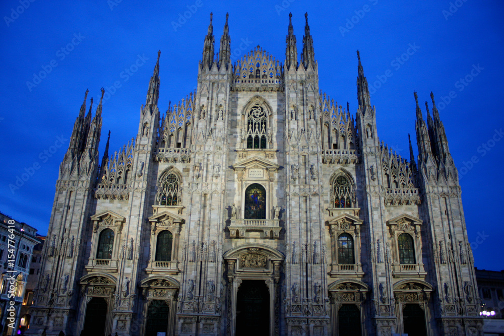 Nigjht scene of Duomo Milan Cathedral in Italy