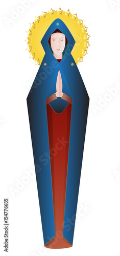 Blessed Virgin Mary - Madonna, with joined hands in prayer. Abstract artistic vector design.