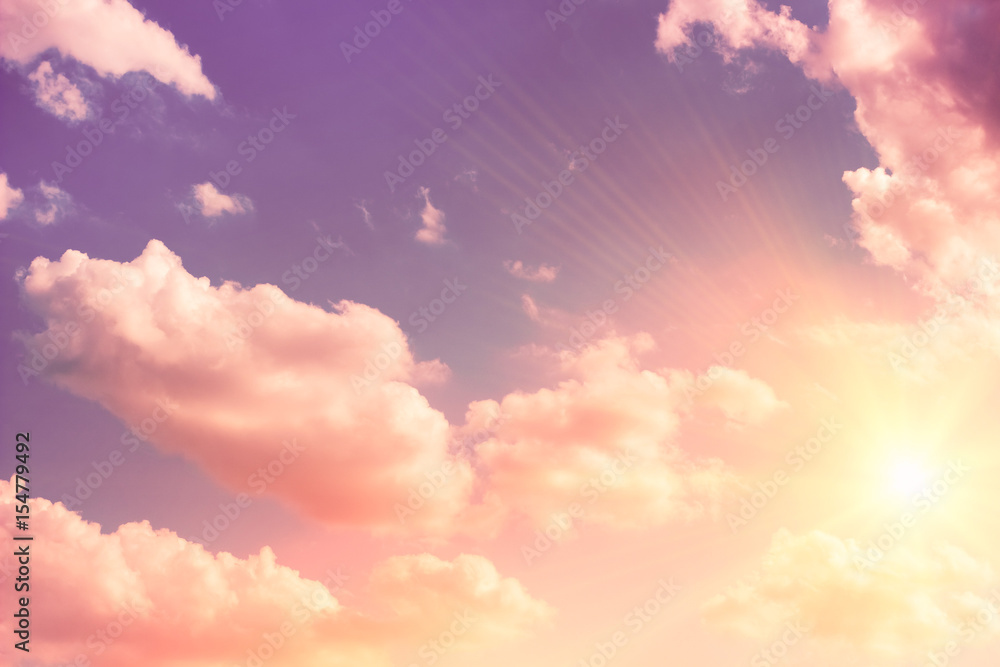 Beautiful sky with clouds and sun Beautiful sky with clouds and sun