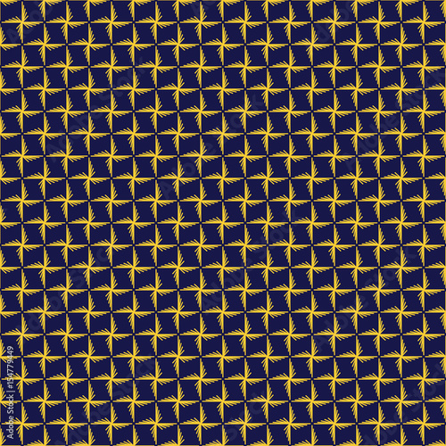 Abstract geometric pattern with gold yellow lines and shapes. Seamless background texture. Graphic modern endless pattern. Vector.