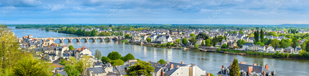 Panorama of Saumur on the Loire river in France - obrazy, fototapety, plakaty 