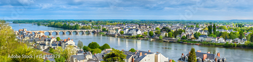 Panorama of Saumur on the Loire river in France photo