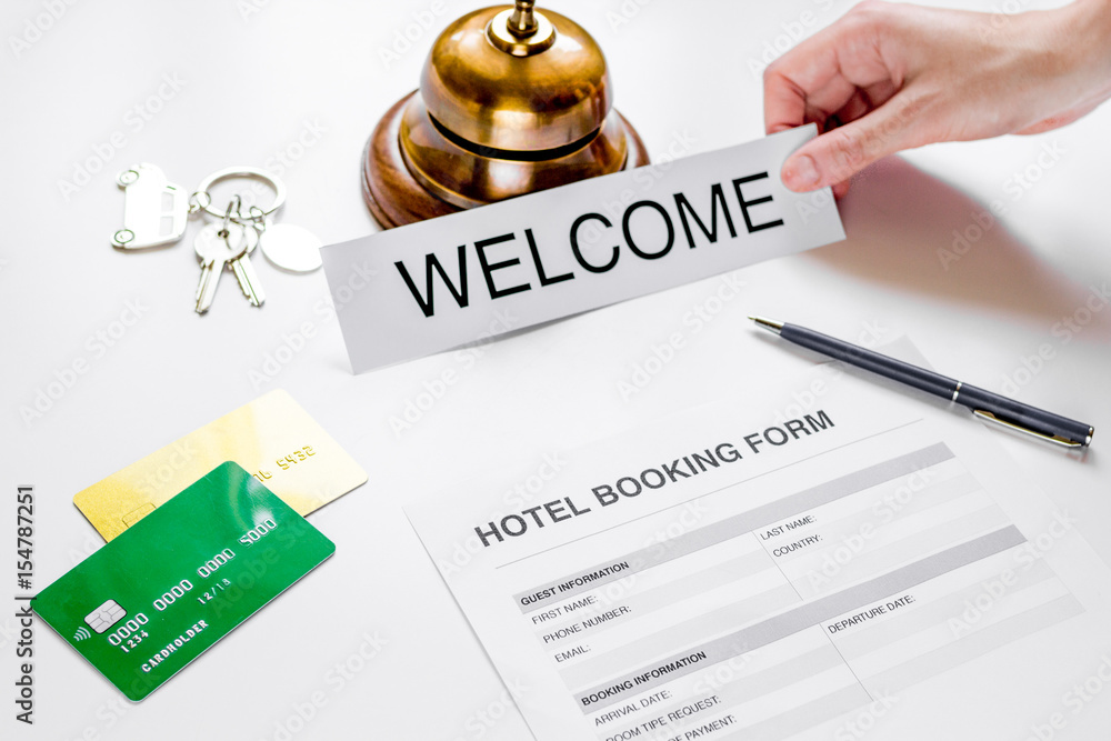 booking form for hotel room reservation white background Stock Photo |  Adobe Stock