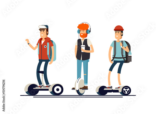 active peoples fun with electric scooter