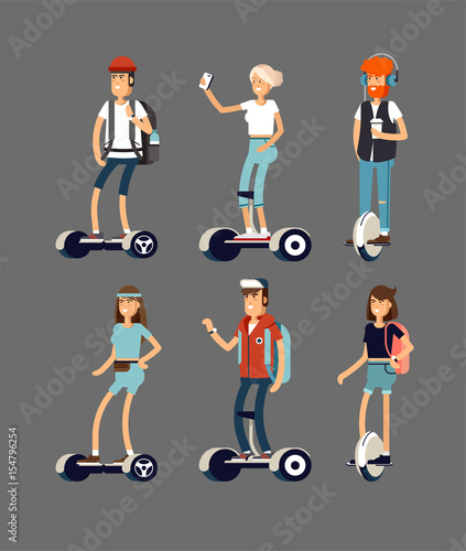active peoples fun with electric scooter