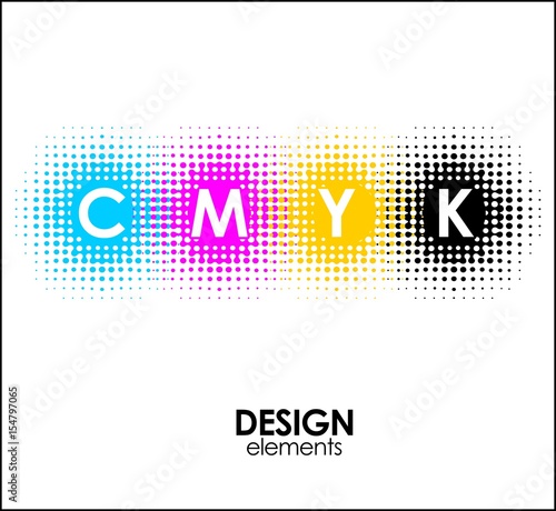 Print CMYK halftone dots design abstract elements