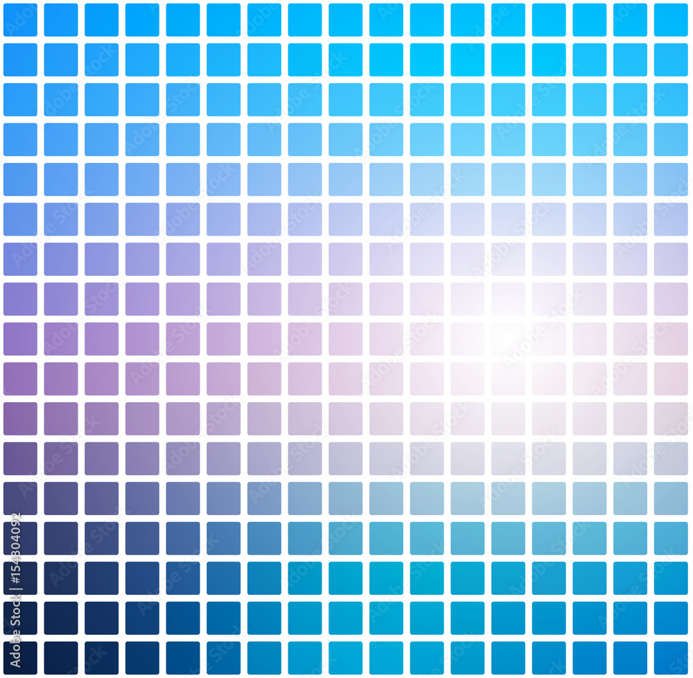 Fototapeta premium Blue shades pink rounded mosaic background over white square