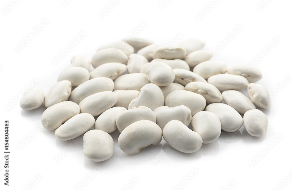 Heap of raw butter beans on white background Heap of raw butter beans on white background