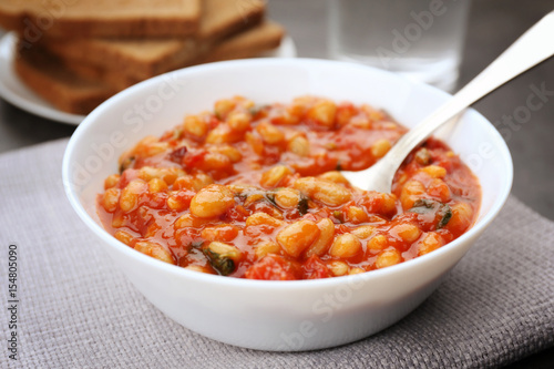 Bowl with delicious Italian butter beans, close up