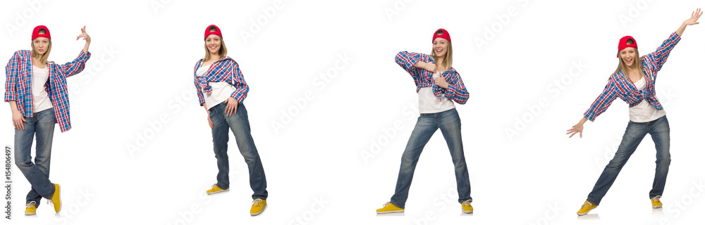 Collage of woman dancing isolated on white Collage of woman dancing isolated on white