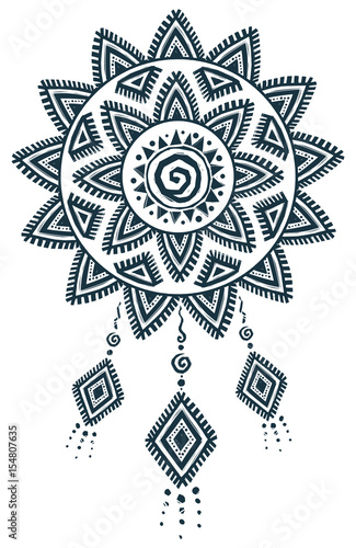 Ethnic style vector hand drawn dream catcher mandala