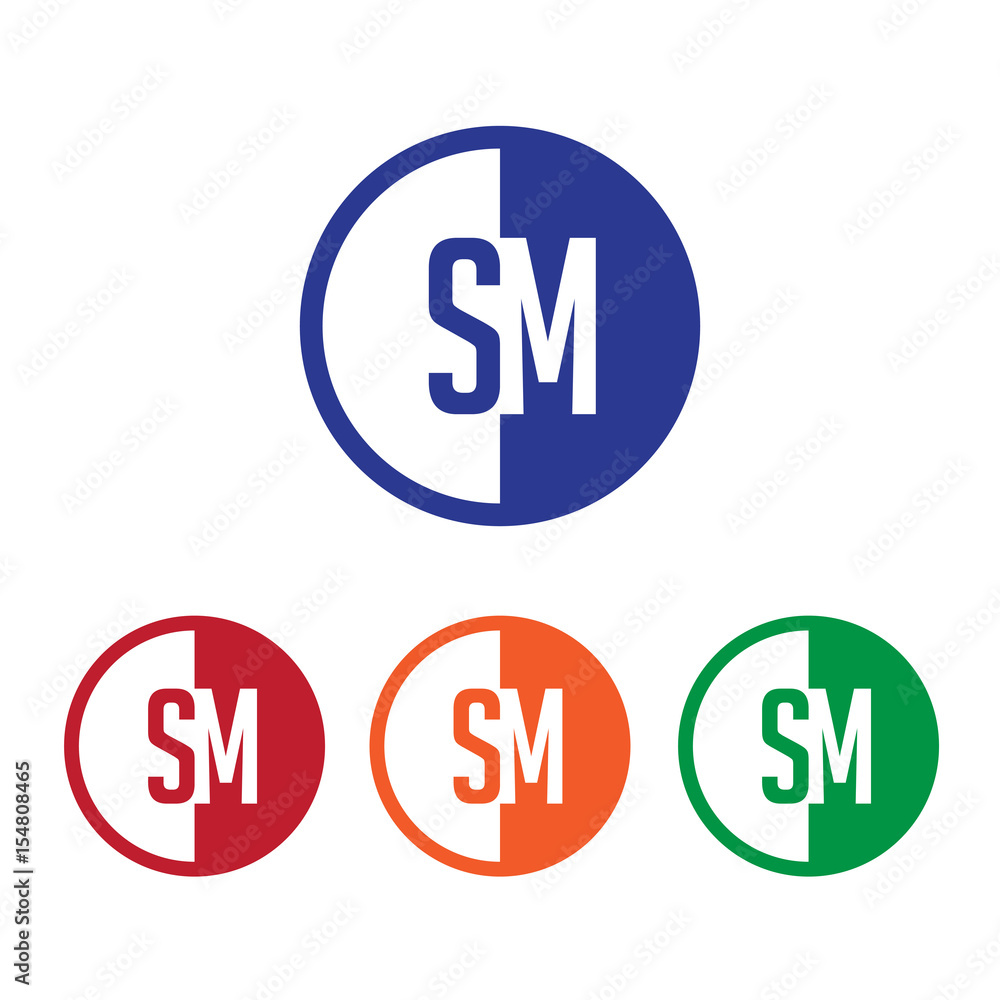 SM initial circle half logo blue,red,orange and green color SM initial circle half logo blue,red,orange and green color