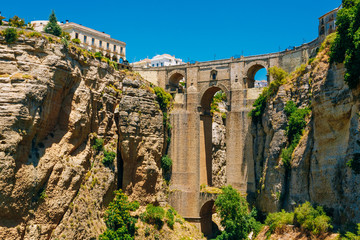 Canvas schilderij Ronda Puente Nuevo Puente Nuevo boven kloof in Ronda  © Great Brut Here