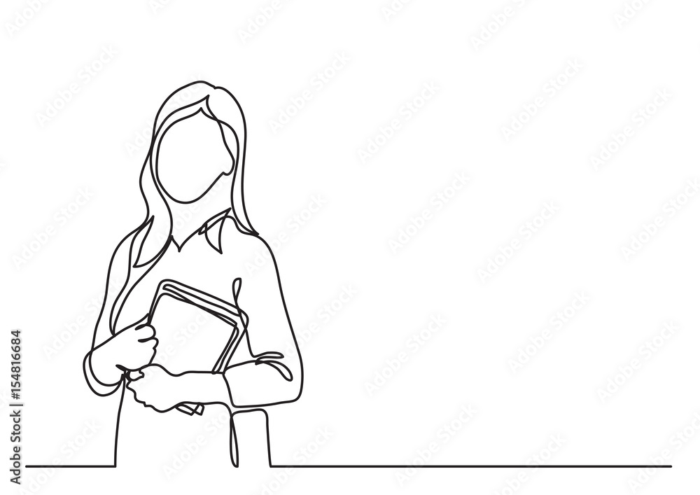 teacher with books - continuous line drawing teacher with books - continuous line drawing
