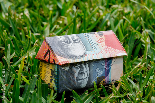 Origami Money House on Grass