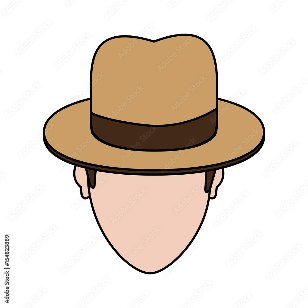 color image cartoon faceless man with hat and bow lace vector illustration color image cartoon faceless man with hat and bow lace vector illustration