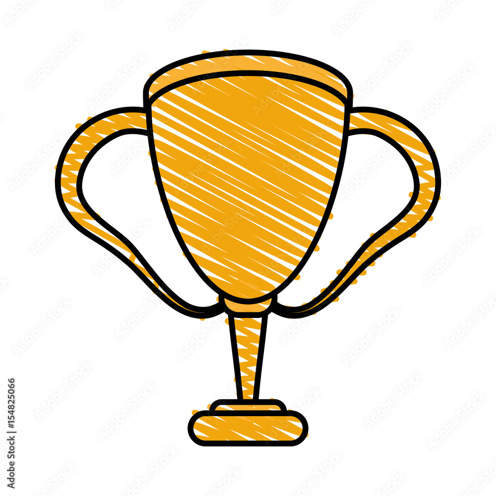 color crayon stripe cartoon golden cup trophy with double handles vector illustration color crayon stripe cartoon golden cup trophy with double handles vector illustration