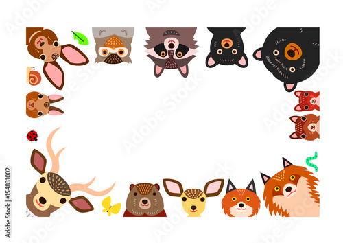 woodland animals frame, isolated on white