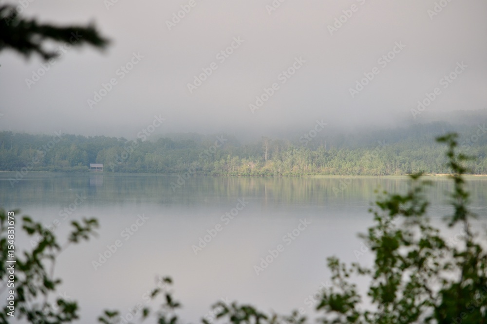foggy lake morning