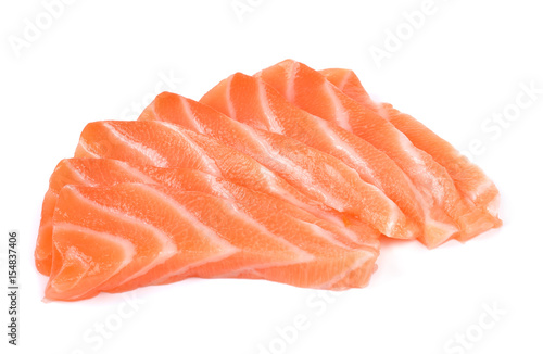 Slice of salmon isolated on white background