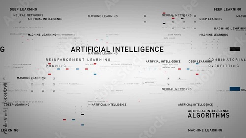 Keywords Artificial Intelligence White - Important terms about artificial intelligence drift through cyberspace. All clips are available in multiple color options. All clips loop seamlessly.