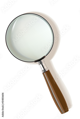 Magnifying glass isolated on white with soft shadow