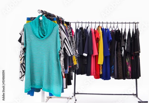 Set of Variety of casual female clothing on hangers