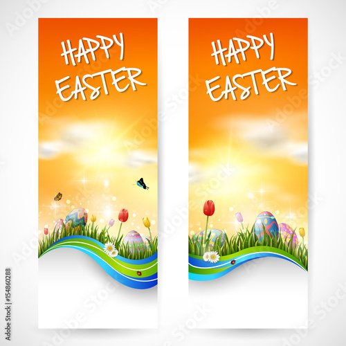 Beautiful nature background with easter egg