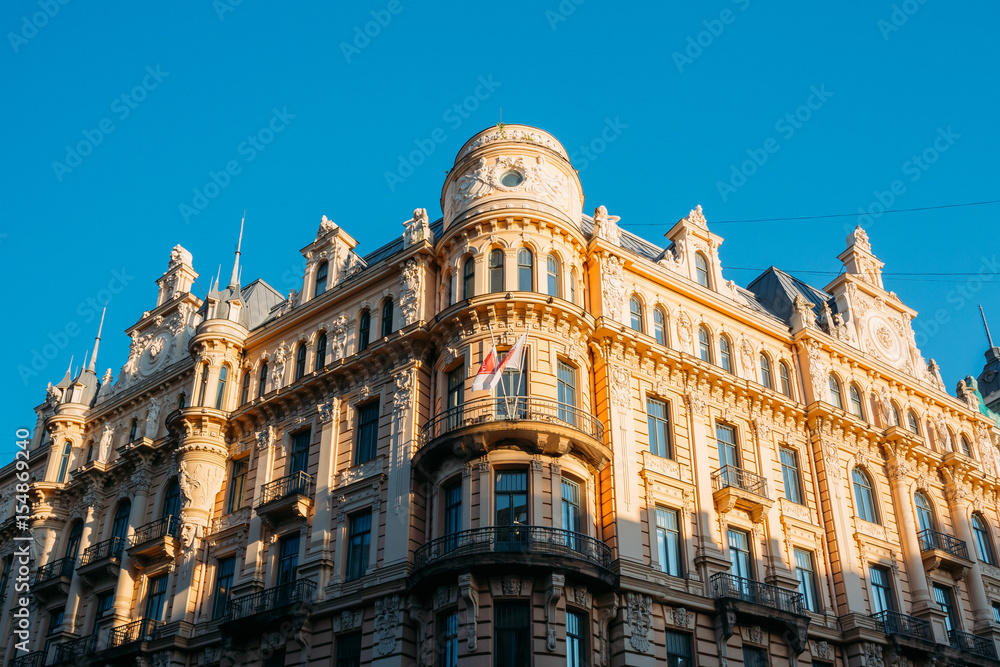 Fototapeta premium Riga, Latvia. Art Nouveau Building Designed By Mikhail Eisenstein