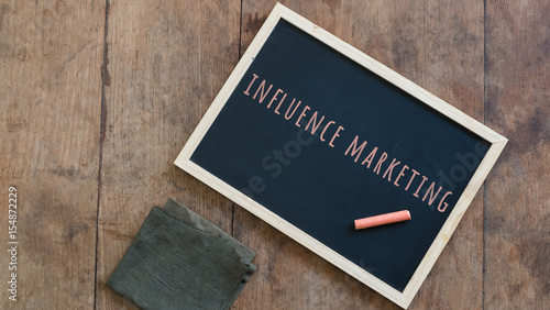 Influence marketing graphic on black chalkboard