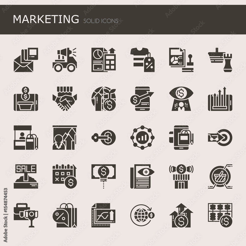 Marketing Elements  , Thin Line and Pixel Perfect Icons
