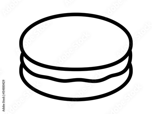 Macaroon or macaron sweet meringue confection line art vector icon for food apps and websites