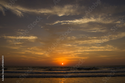 Amazing sunset at Arambol beach, North Goa, India © allenkayaa