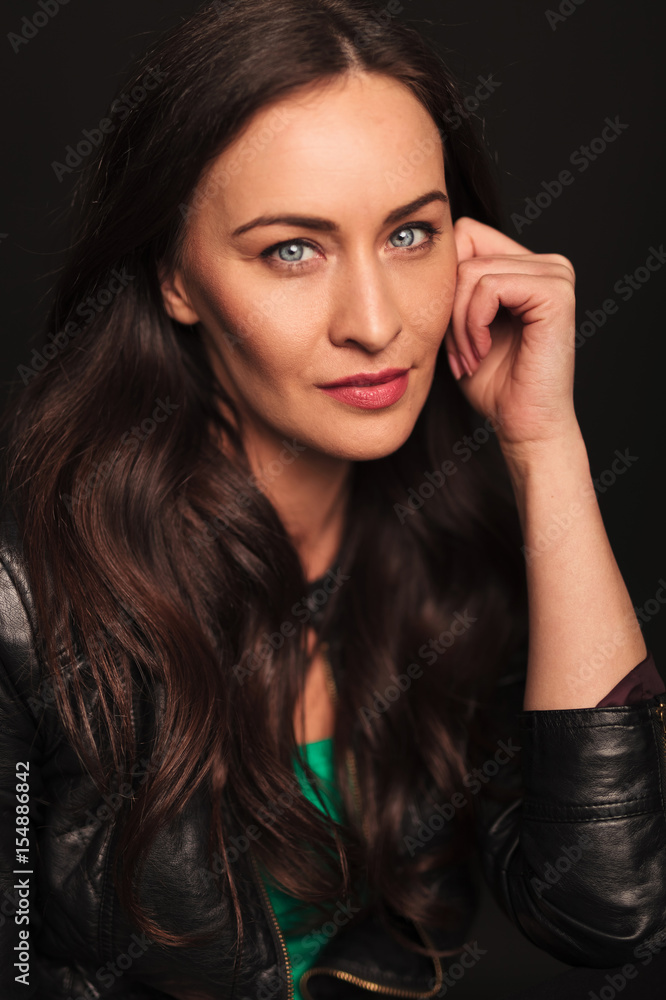 portrait smiling woman looking pensive