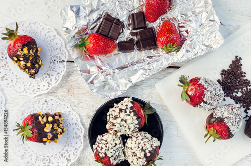 Strawberries covered with a chocolate photo