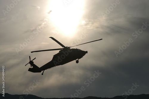 Military helicopter silhouette