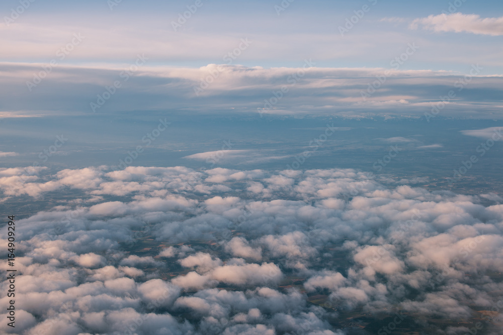 Morning sky from airplane.