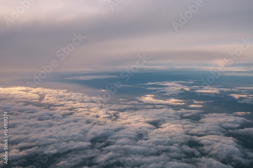 Morning sky from airplane.