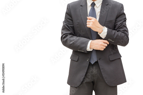 Handsome young executive businessman in suit on white background