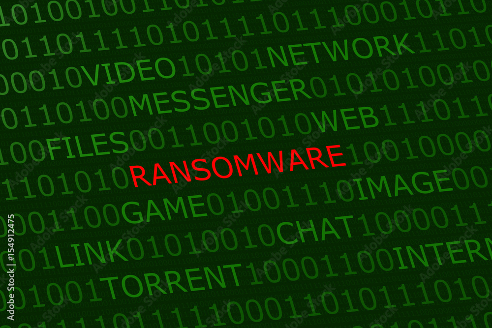 ransom ware, red alert among user activities terms on green digital background