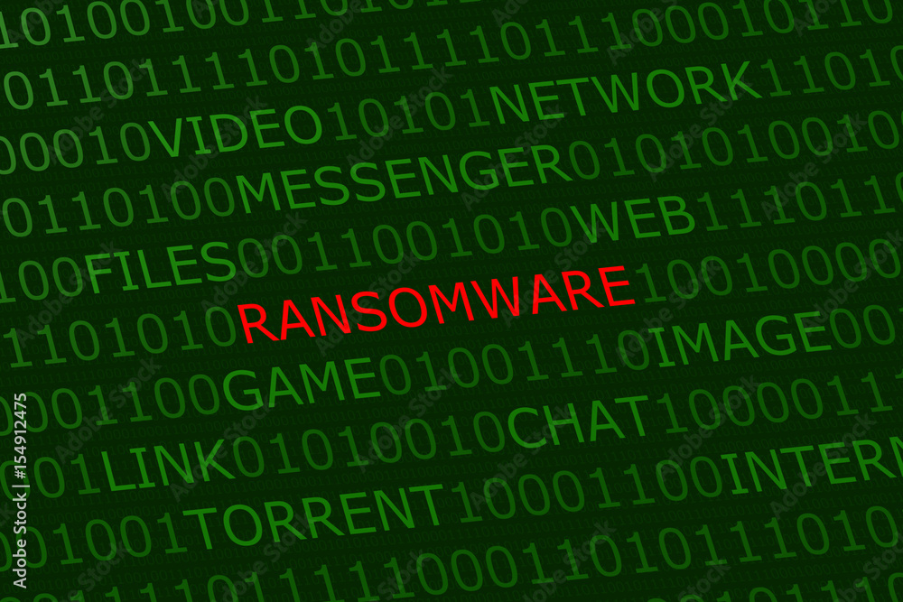 ransom ware, red alert among user activities terms on green digital background ransom ware, red alert among user activities terms on green digital background