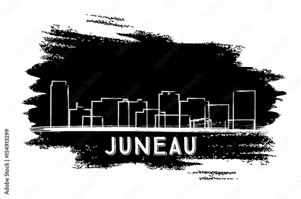 Juneau Skyline Silhouette. Hand Drawn Sketch.
